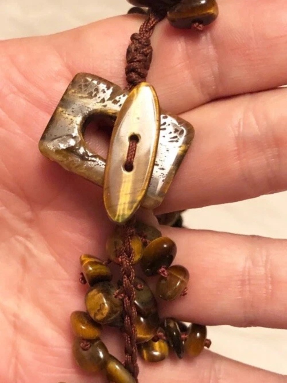 Host pick 🎉🎉 Tiger’s Eye Cascade Bib Knotted Necklace 19” - Picture 11 of 12